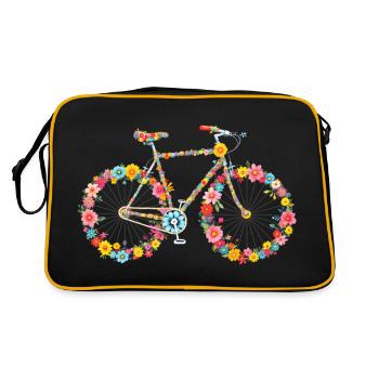 Sport Vélo Fleurs Femme Cycliste - Sac Retro - noir/or - Dos