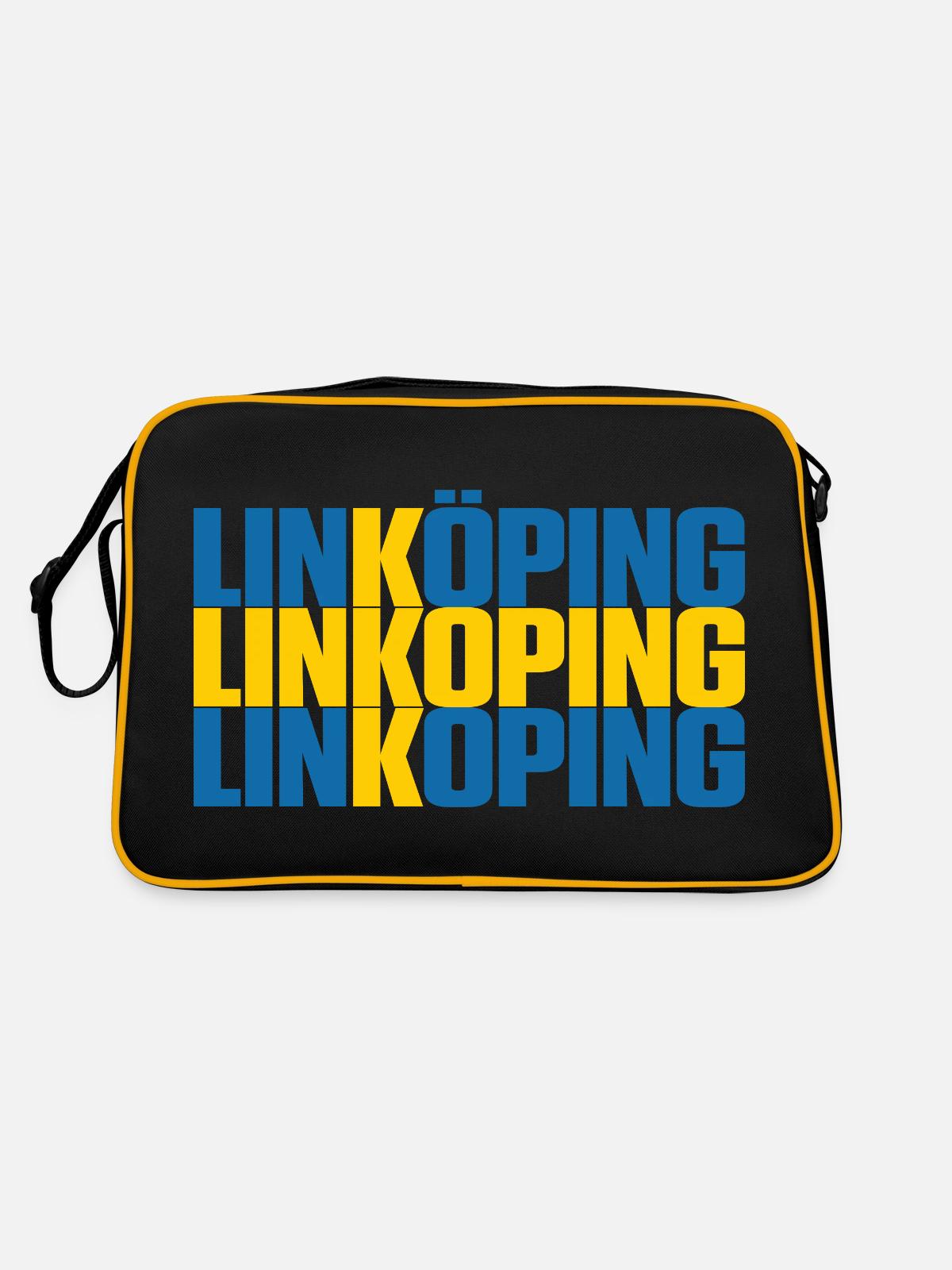 Linköping Suède Drapeau - Sac Retro - noir/or - Dos