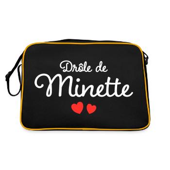 Drôle De Minette Humour Surnom Affectueux Femme - Sac Retro - noir/or - Dos