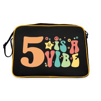 Five Is A Vibe, 5 Jahre alt, Kinder zum 5. Geburtstag - Retro Tasche - Schwarz/Gold - Hinten