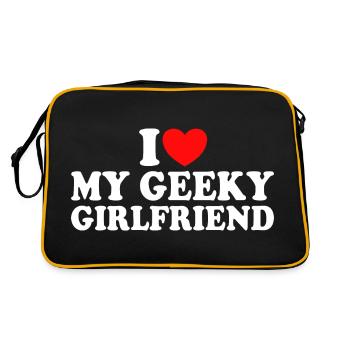 J'aime Ma Petite Amie Geek J'Adore Ma Copine Geek - Sac Retro - noir/or - Dos