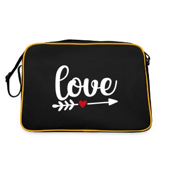 Love with arrow and red heart - Retro Bag - black/gold - Back