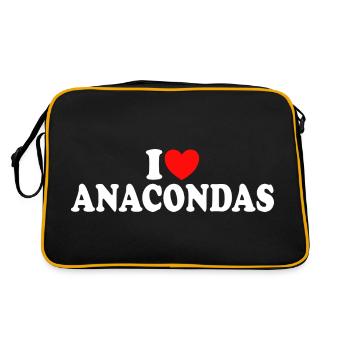 Liebt Anakondas, liebt Schlangen - Retro Tasche - Schwarz/Gold - Hinten