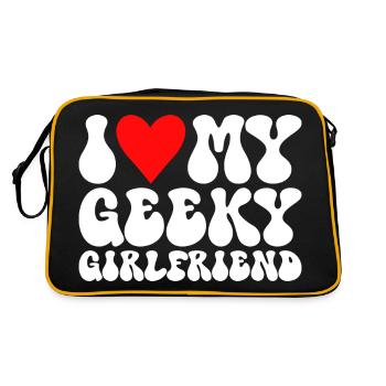 J'aime Ma Petite Amie Geek J'Adore Ma Copine Geek - Sac Retro - noir/or - Dos