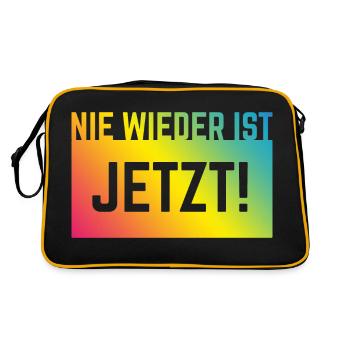 Never again is now! (Against the Right / Rainbow) - Retro Bag - black/gold - Back