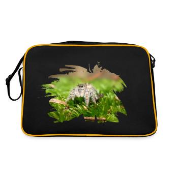 Phidippus texanus jumping spider, spring spinne. - Retro Tasche - Schwarz/Gold - Hinten