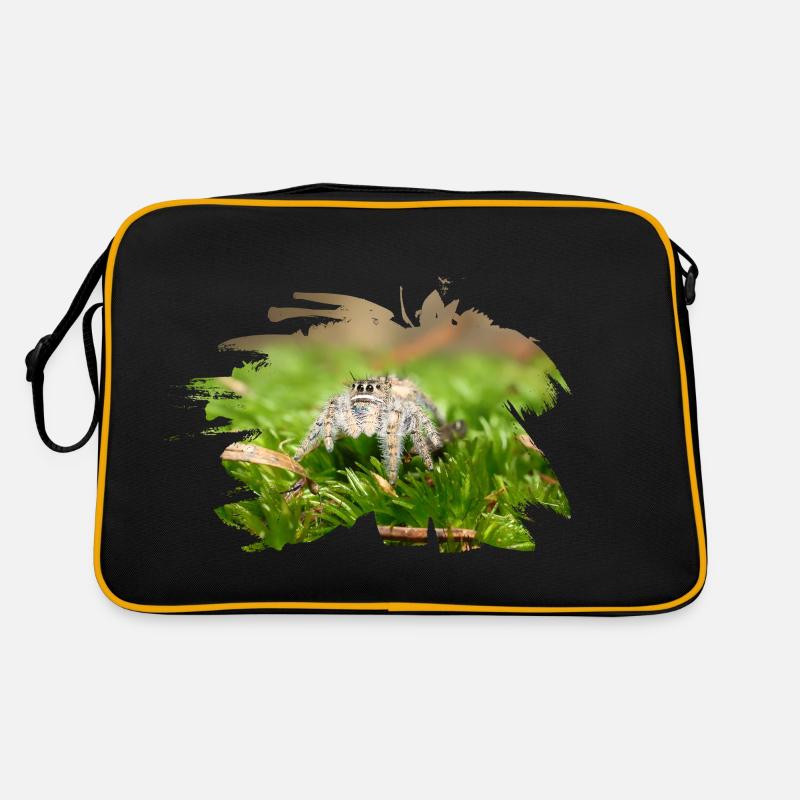 Phidippus texanus jumping spider, spring spinne. Retro Tasche