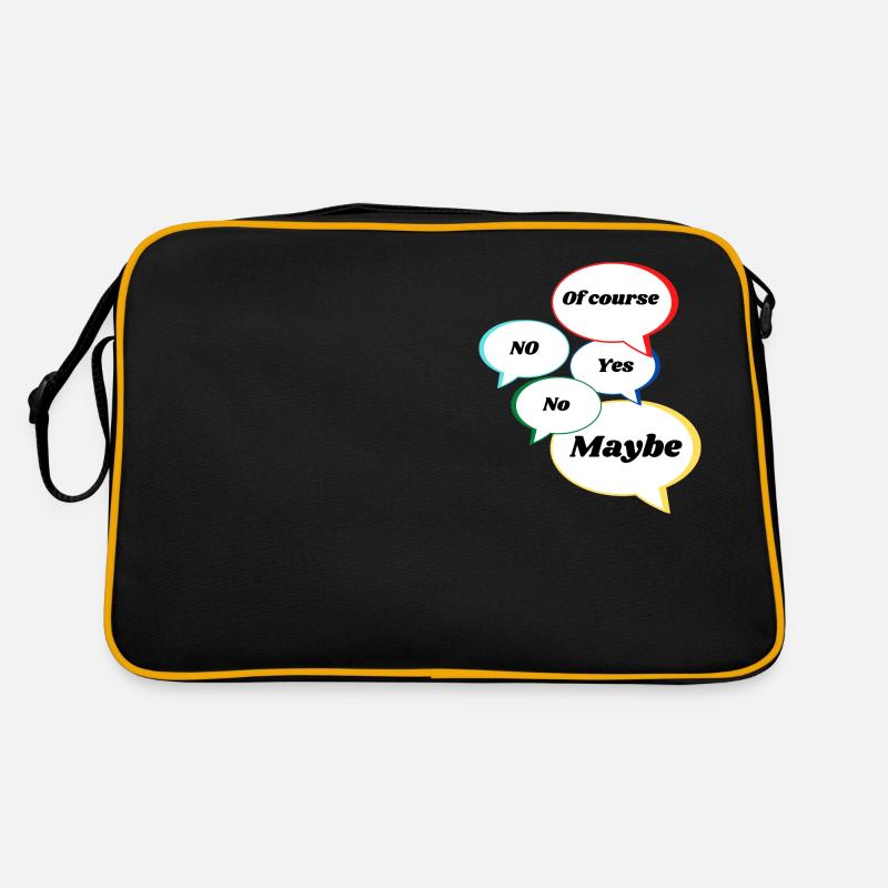 Non Oui peut-être bien sûr Déclaration Réponses colorées - Sac Retro - noir/or