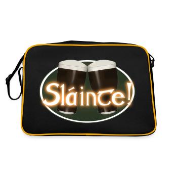 Sláinte! Irish Pub Prost Bier Toast Anstoßen - Retro Tasche - Schwarz/Gold - Hinten
