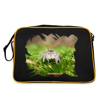Phidippus texanus jumping spider, spring spinne. - Retro Tasche - Schwarz/Gold - Hinten