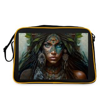 Neo Indianerin Voodoo Geschenk - Retro Tasche - Schwarz/Gold - Hinten