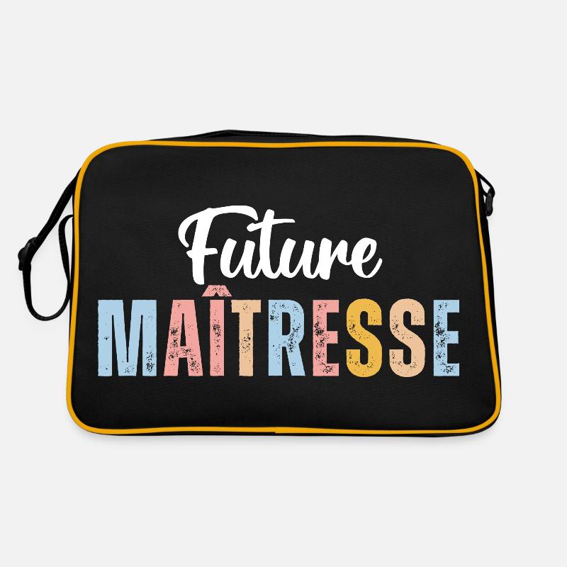 Future maîtresse cadeau pour maitresse d' école - Sac Retro - noir/or