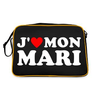 J' aime mon mari cadeau femme mariée coeur rouge - Sac Retro - noir/or - Dos