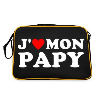 J' aime mon papy cadeau grand-père coeur rouge - Sac Retro - noir/or - Dos