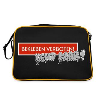 Graffiti Tag Schrift - Bekleben verboten Geht klar - Retro Tasche - Schwarz/Gold - Hinten