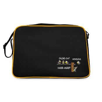 Online Chat wireless Hacker Angriff - Retro Tasche - Schwarz/Gold - Hinten