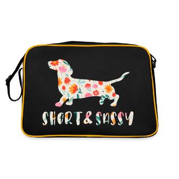 Short and Sassy Dachshund floral - Retro Bag - black/gold - Back