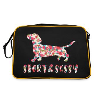 Short and Sassy Dachshund floral - Retro Bag - black/gold - Back