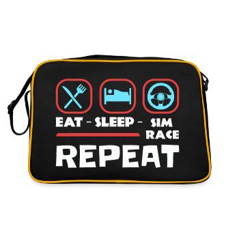 Essen Schlafen Simracing Wiederholen Sim Racer - Retro Tasche - Schwarz/Gold - Hinten