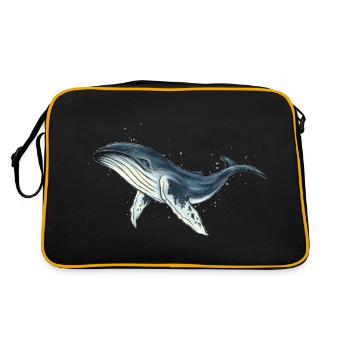 Baleine à bosse Aquarelle Baleine Paquebot en haute mer - Sac Retro - noir/or - Dos