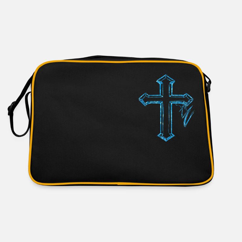 Croix - Eau - Croix chrétienne - Chrétien - Sac Retro - noir/or