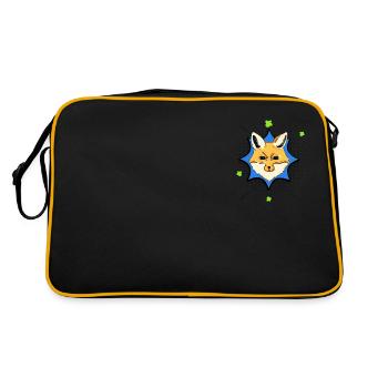 Fox drawn blue and green for young and old ,Unisex - Retro Bag - black/gold - Back