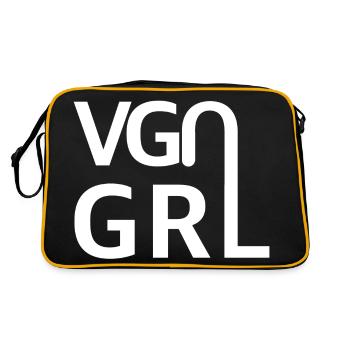 Vegan Girl | Woman, Vegan, Vegetables, Fruits - Retro Bag - black/gold - Back