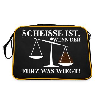 Scheisse ist wenn der Furz was wiegt | Sarkasmus - Retro Tasche - Schwarz/Gold - Hinten