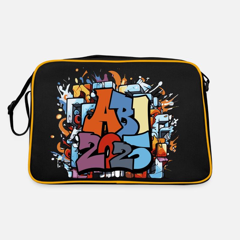Abi Abschluss 2025 Graffiti Abschlussparty - Retro Tasche - Schwarz/Gold