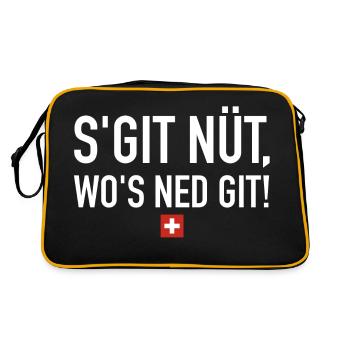 S git nüt wos ned git | Schweiz, Sprichwort - Retro Tasche - Schwarz/Gold - Hinten