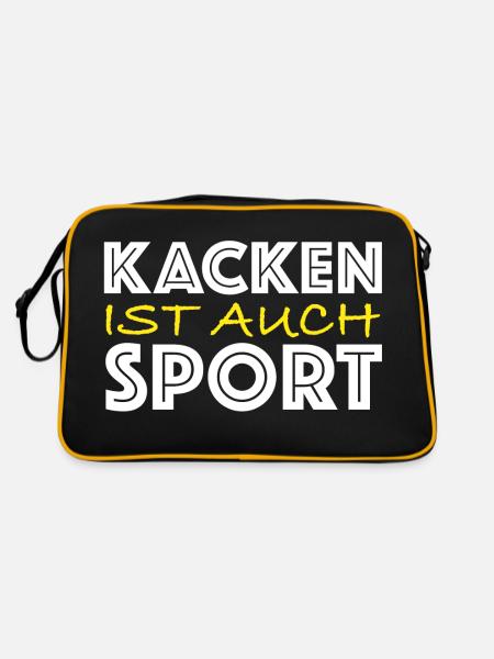 Kacken ist auch sport | lustige Sprüche, Fun - Retro Tasche - Schwarz/Gold - Hinten