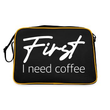 Zuerst brauche ich Kaffee | Espresso, Cappuccino - Retro Tasche - Schwarz/Gold - Hinten