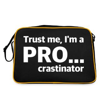 Procrastinator | zögern, lustige Sprüche - Retro Tasche - Schwarz/Gold - Hinten