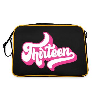 13th Birthday Gift, Hello Thirteen, 13 Years Old - Retro Bag - black/gold - Back