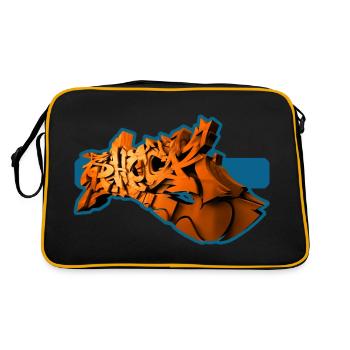 Shock perfektes 3D Graffiti Orange - Retro Tasche - Schwarz/Gold - Hinten