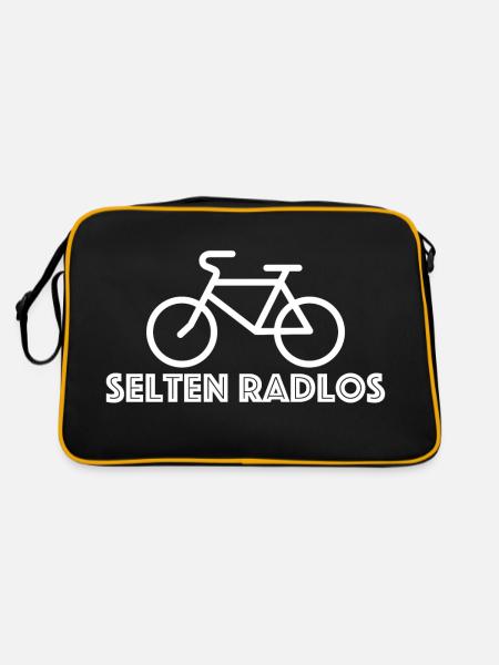 Selten radlos | Fahrrad, lustige Sprüche - Retro Tasche - Schwarz/Gold