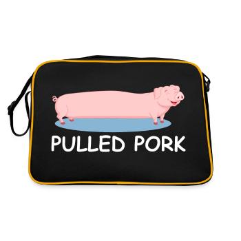 Pulled Pork | Schwein, Grill, Party, Fleisch - Retro Tasche - Schwarz/Gold - Hinten