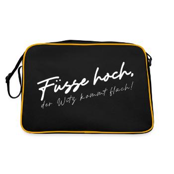 Füsse hoch, der Witz kommt flach | lustige Sprüche - Retro Tasche - Schwarz/Gold - Hinten