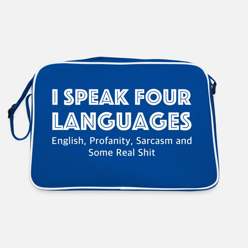 Ich spreche vier Sprachen | englisch, Sarkasmus Retro Tasche