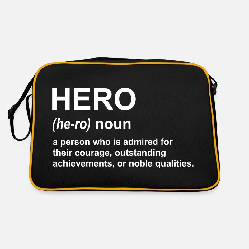 Texte blanc de définition du héros. Sac Retro