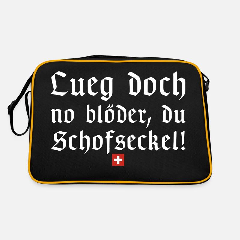 Lueg doch no blöder du Schofseckel | Schweiz Retro Tasche