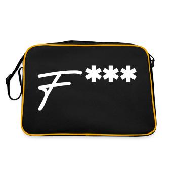 Fuck | zensiert, Provokation, lustige Sprüche - Retro Tasche - Schwarz/Gold - Hinten