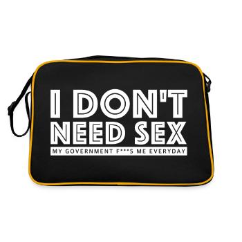 Je n’ai pas besoin de sexe | Dictons amusants - Sac Retro - noir/or - Dos