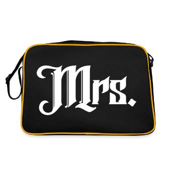 Mrs. Matching Couple Engagement Wedding Honeymoon - Retro Bag - black/gold - Back
