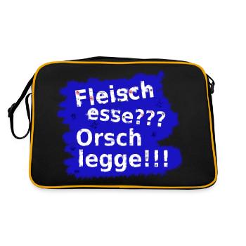 Fleisch esse? Orsch legge! - Retro Tasche - Schwarz/Gold - Hinten