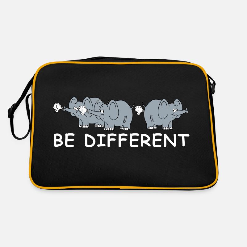 Sei anders | Elefant, lustige Bilder, Furz Retro Tasche