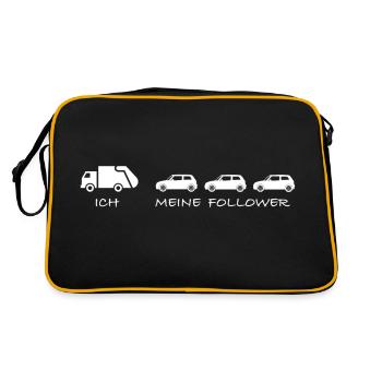 Ich und meine Follower | Müllwagen, Abfall, Müll - Retro Tasche - Schwarz/Gold - Hinten