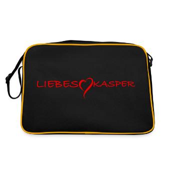 Liebes Kasper | Promi, lustige Sprüche, Liebe - Retro Tasche - Schwarz/Gold - Hinten