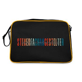 examinierter Steuerfachangestellter -buntes Design - Retro Tasche - Schwarz/Gold - Hinten