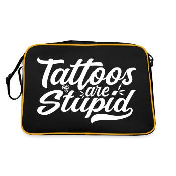 Tattoos are Stupid - Funny Anti Tattoo - Sac Retro - noir/or - Dos